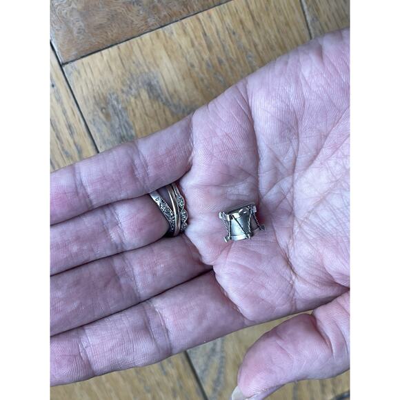 925 Sterling Silver Vintage Real Mother-of-Pearl Drum Charm Pendant Double Sided - Picture 7 of 11